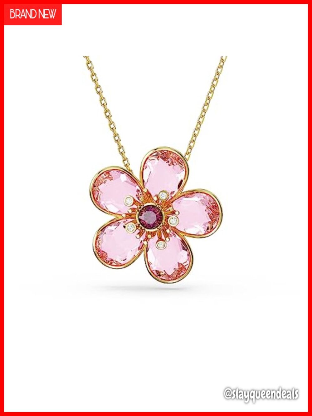 Swarovski Florere Crystal Pendant Necklace and Earrings Set Gold Tone